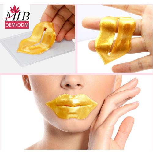 Foglio di maschera per labbra in cristallo di collagene dorato
